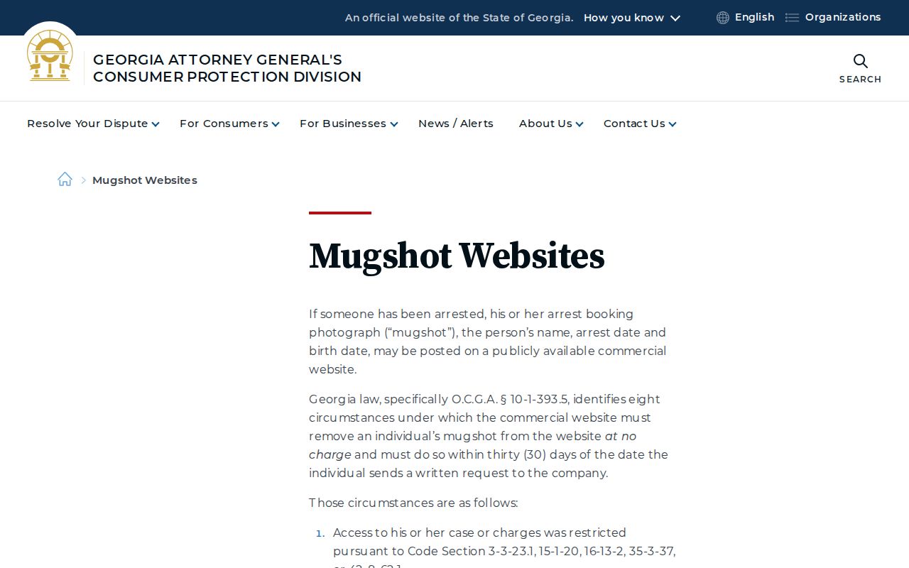 Quitman County release mugshots Georgia removal guidance
